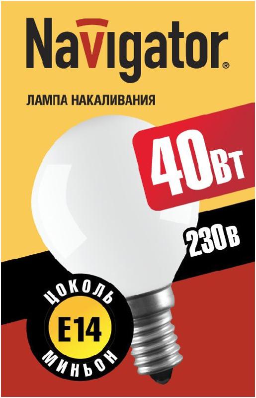 Лампа накаливания ЛОН 40Вт Е14 230В NI-C-40-230-E14-FR | 94315 | Navigator — миниатюра 2