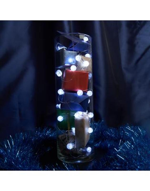 Гирлянда линейная Лед шарики, 30 LED 3м, 5000K, батарейки 3*АА,  IP 20,  шнур 0,5м ,CL565 | 48610 | FERON — фото 1 | Sento
