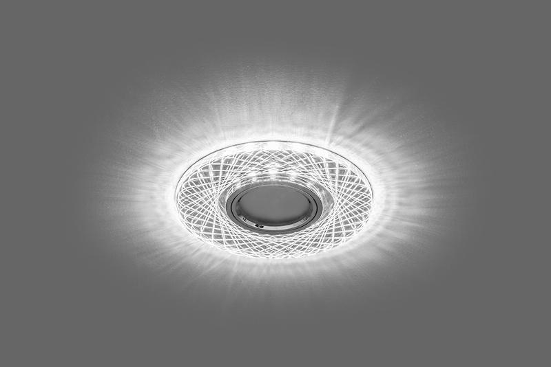 Светильник точечный встраиваемый под лампу, с LED подсветкой CD970 15LED*2835 SMD 4000K, MR16 50W G5.3, прозрачный, хром | 29666 | FERON — миниатюра 4