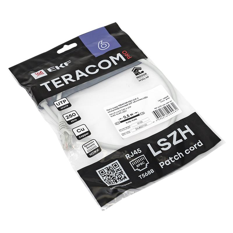 Патч-корд TERACOM PRO Cat.6 неэкранированный UTP оболочка LSZH серый (0,5м) | TRP-6UTP-LSH-05M-GY | EKF — миниатюра 4