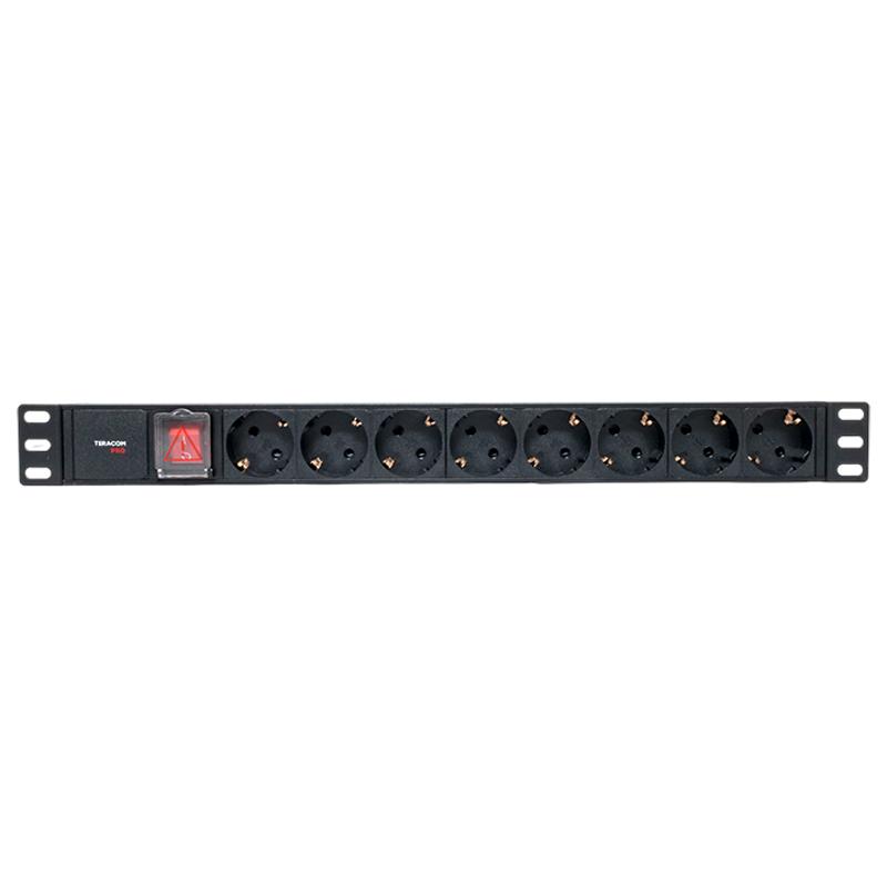 Блок розеток PDU TERACOM PRO 19" 1U 10А/250В 8 розеток Schuko с выключателем разъем C14 | TRP-HPD-LS-10A-8SH-C14 | EKF — миниатюра 6