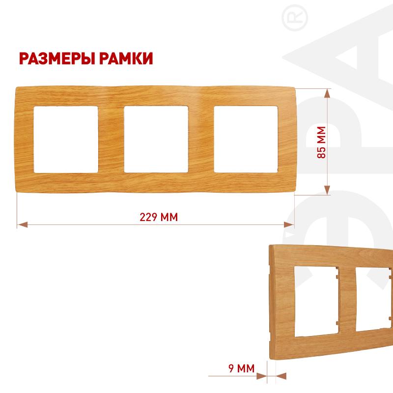 Рамка на 3 поста 12-5003-07  ,  ольха  |Б0014767 | ЭРА — миниатюра 3