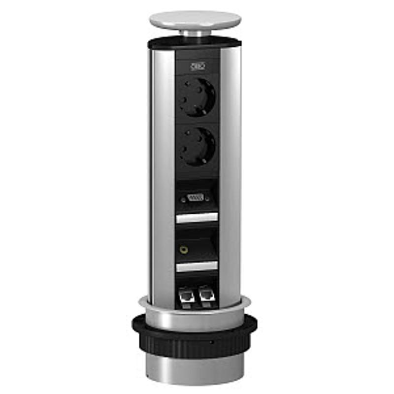 Настольный бокс вертикальный DBV (2 розетки 220В, 1 VGA, 1 аудио, 2 RJ45 категор. 6 экранированные) | 6116890 | OBO Bettermann — OBO Bettermann