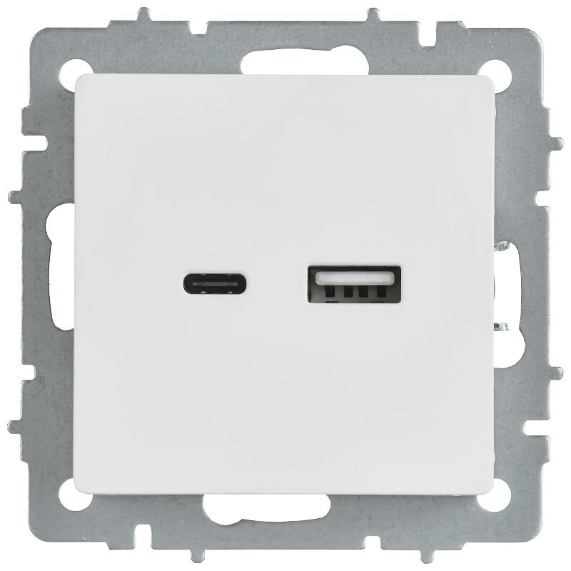 BRITE Розетка USB A+C 18Вт РЮ11-1-БрАБ арктический белый  | BR-U22-018-K91 | IEK — миниатюра 2