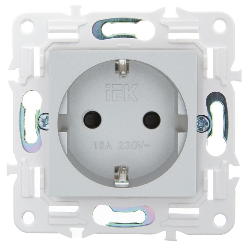 SKANDY Розетка с з/к/ш 16А б/к SK-R06S серебряный | SK-R14-16-1-K23 | IEK — миниатюра 2