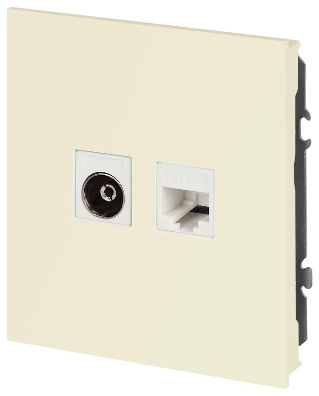 Розетка Arktik 16-3110-02 комбинированная RJ45+TV слоновая кость | Б0070495 | ЭРА — миниатюра 3