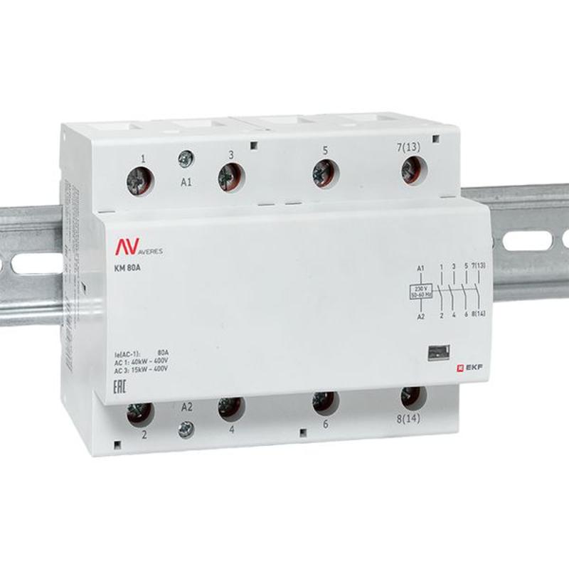 Контактор модульный КМ 80А 4NO 230VAC (6 мод.) AVERES | km-av-6-80-40-230V | EKF — миниатюра 2