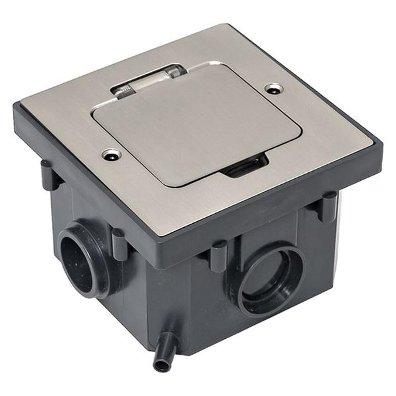 Лючок напольный C-Line 2 IP44 86*86 мм на 2модуля=1пост (с напольной коробкой для установки в фальш-пол и бетон) матовый никель | cl-ln-knl-2 | EKF — миниатюра 15