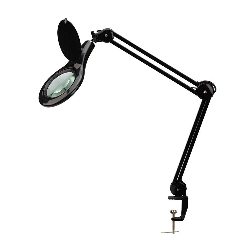 Лупа на струбцине , круглая, 5D, с подсветкой 90 LED, черная | 31-0406 | REXANT — REXANT