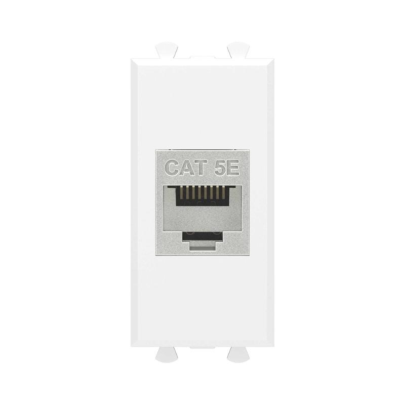 Компьютерная розетка RJ-45 без шторки модульная, кат.5е экранированная, "Avanti", "Белое облако", 1 модуль | 4400761 | DKC — DKC (ДКС)