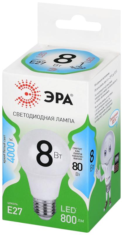 Лампа светодиодная  GREEN LINE LED A60-8W-840-E27 GL E27 8 Вт груша яркий белый свет | Б0067139 | ЭРА — миниатюра 6