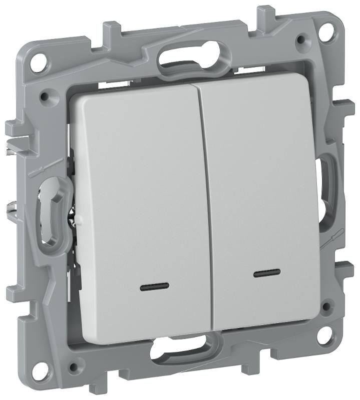 IEKETIKA Перекл. 2кл подсв. 6/2L 10АХ б/к 6716161 галька | 6716161 | IEK — IEK (ИЭК)