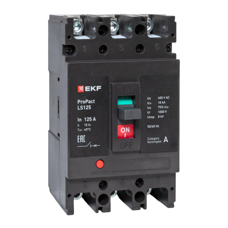 Выключатель автоматический LS125 18кА 3P 125А ProPact | mccb-125-18-3-125-ls | EKF — EKF