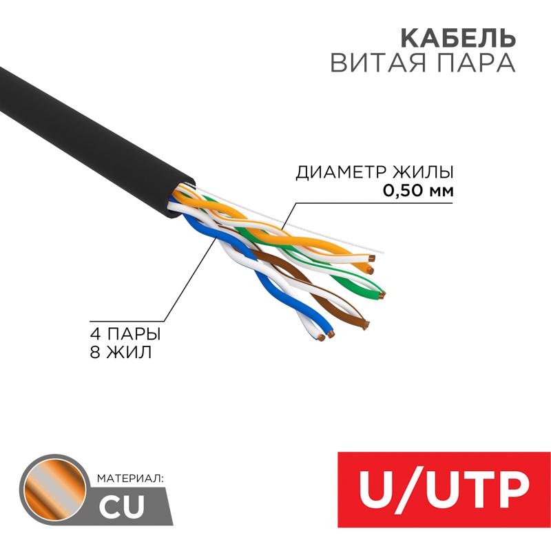 Кабель UTP  4PR  24AWG  CAT5e  305м  OUTDOOR | 01-0045 | REXANT — REXANT