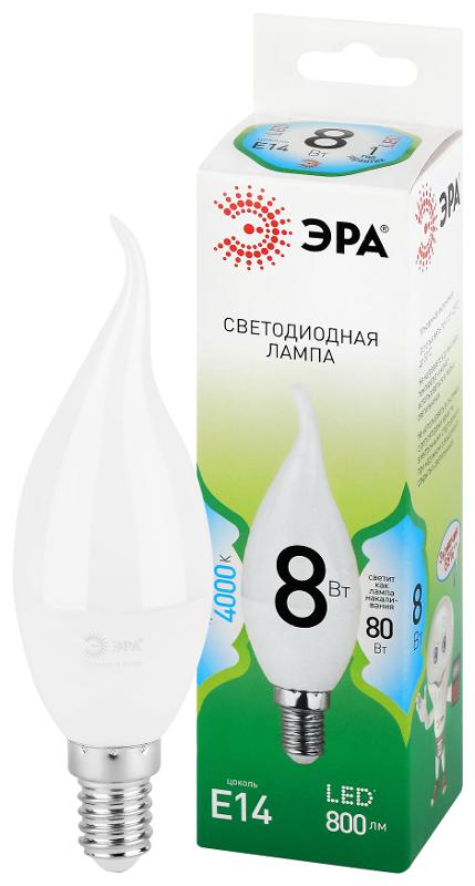 Лампа светодиодная  GREEN LINE LED BXS-8W-840-E14 GL E14 8 Вт свеча на ветру яркий белый свет | Б0067114 | ЭРА — ЭРА (Энергия света)