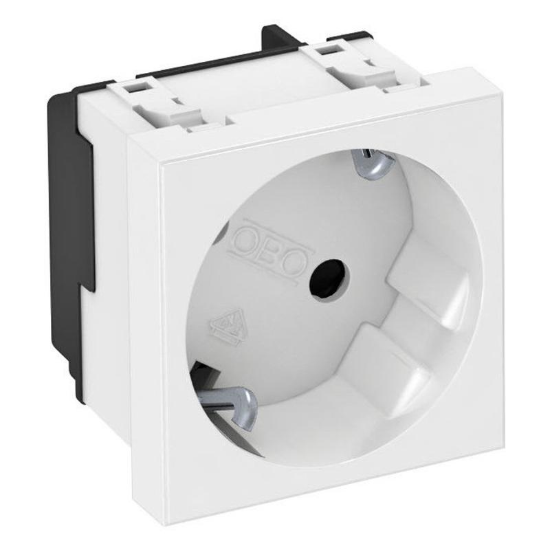 Розетка 2К+3 под углом 33° шторки 16А 250В (45х45 мм - 1 модуль Modul45) белая (STD-D3S RW1) | 6120073 | OBO Bettermann — OBO Bettermann