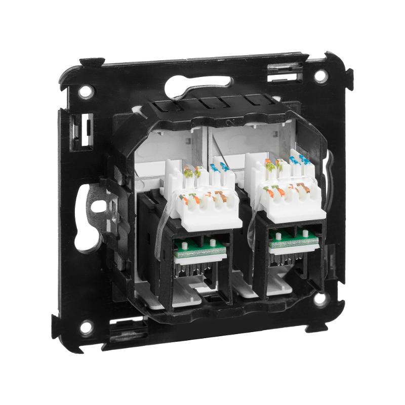 Компьютерная розетка RJ-45 в стену, кат.6А двойная, "Avanti", "Закаленная сталь" | 4404374 | DKC — миниатюра 8
