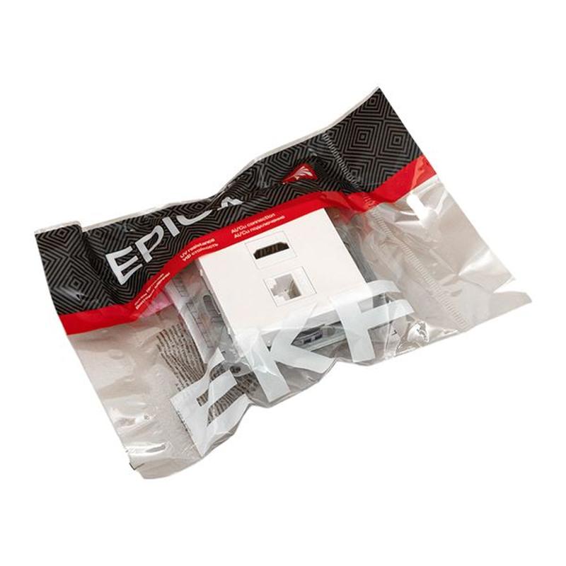Механизм розетки HDMI+RJ45 (cat5), белый Эпика EKF | UP1-SOW-HDMI+RJ45 | EKF — миниатюра 11