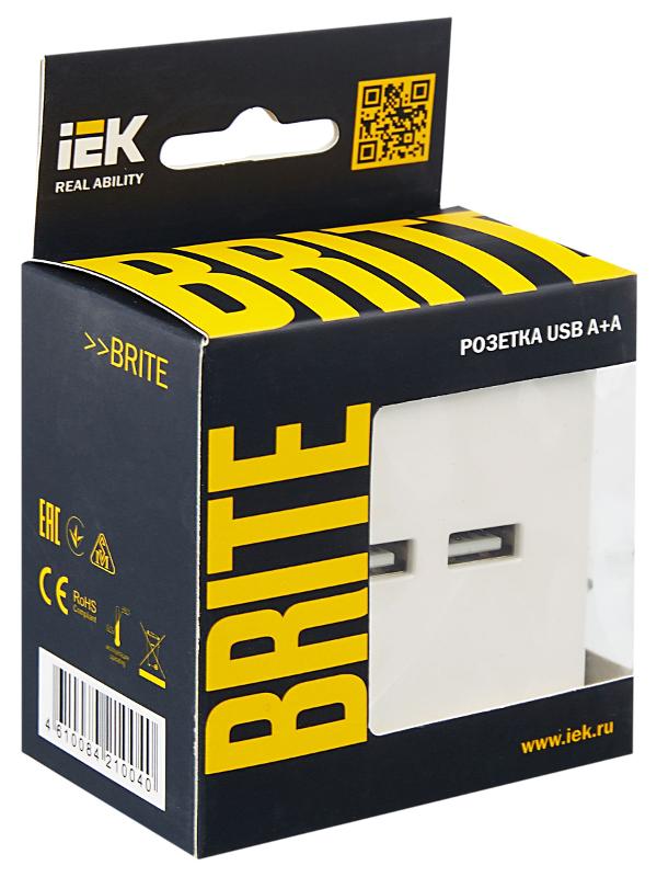 BRITE Розетка USB A+A 3,1А РЮ10-1-БрЖ жемчужный | BR-U21-D31-K36 | IEK — миниатюра 7
