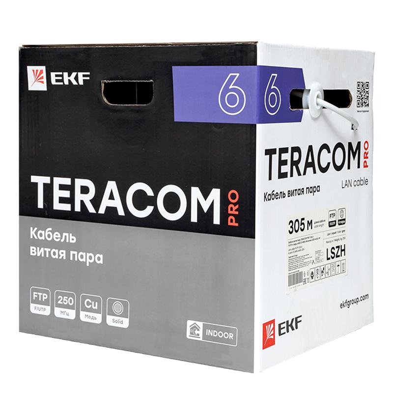 Кабель витая пара TERACOM PRO Cat.6 F/UTP 4 пары solid 23AWG нг(А)-HF серый упак. 305м | TRP-6FTP-04LSH-GY-IN3 | EKF — миниатюра 5