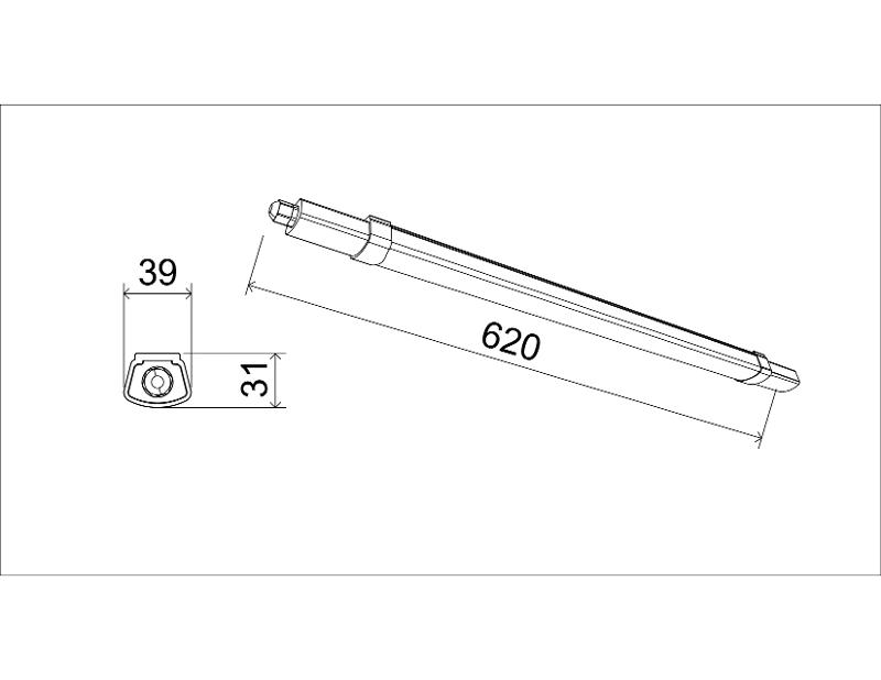 Светильник линейный светодиодный   SPP-301-18-4K-M 18Вт 4000К 1890лм IP65 620х39х31 матовый | Б0066920 | ЭРА — миниатюра 2