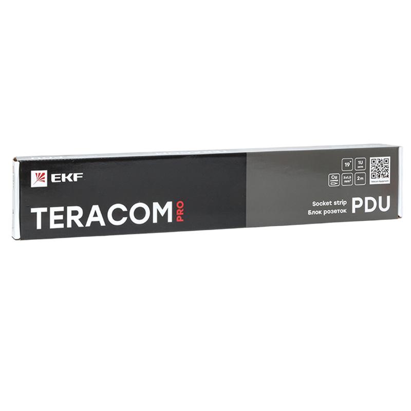 Блок розеток PDU TERACOM PRO 19" 1U 16А/250В 8 розеток Schuko 2 метра сечение 3x1,5 мм2 | TRP-HPD-LS-16A-8SH-2MSH | EKF — миниатюра 15