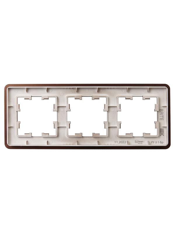 BRITE Рамка 3-ая РУ-3-1-Бр металл коричневый RE AL | BR-M32-M-21-K30 | IEK — миниатюра 3