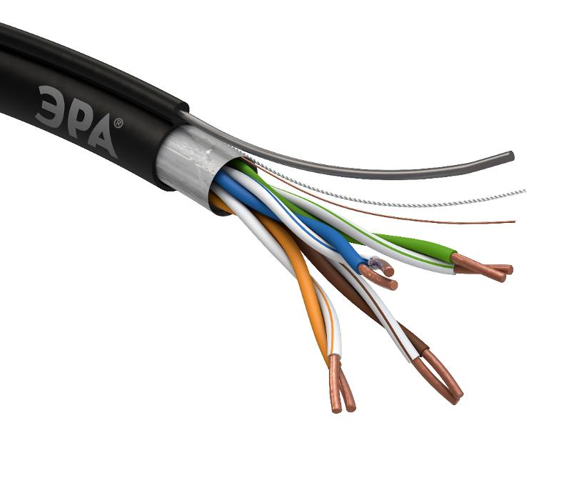 ЭРА Кабель витая пара F/UTP Cat5e 4x2x24 AWG CU PE + ТРОС OUTDOOR 305 м | Б0044690 | ЭРА — миниатюра 3