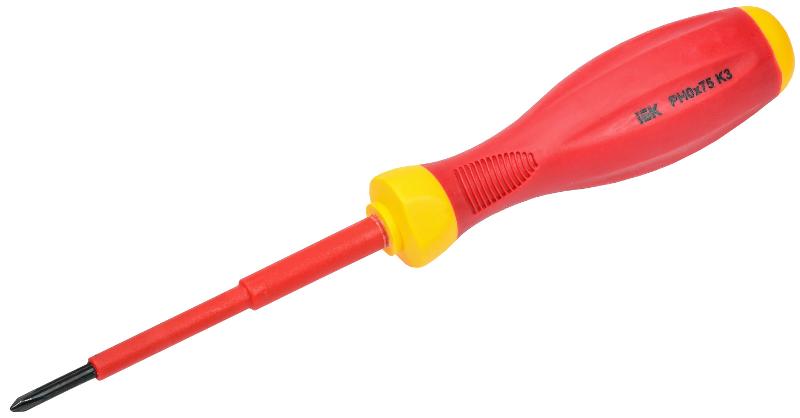 Отвертка диэлектрическая PH0х75 K3 ARMA2L 3 | A2L3-SC30-K3-PH-00-075 | IEK — миниатюра 1