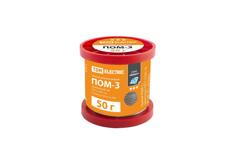 Припой ПОМ-3, проволока, ГОСТ 21931-76, Ø1 мм, 50 г, катушка, серия "Алмаз" | SQ1025-0340 | TDM — фото 1 | Sento