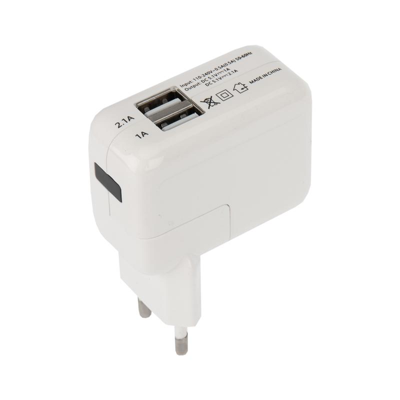 Сетевое зарядное устройство 2xUSB, переходник+адаптер (СЗУ) (5 V, 2100 mA+1000 mA) | 18-1187 | REXANT — миниатюра 1