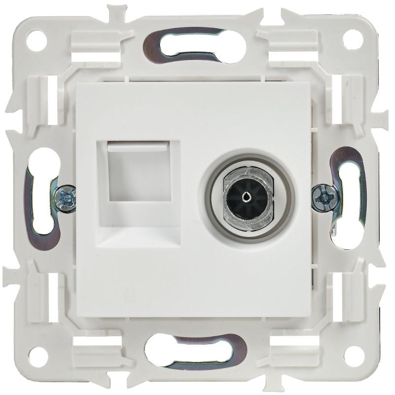SKANDY Розетка двойная TV+RJ45 кат.6E SK-A15W арктический белый | SK-AK20-2-K01 | IEK — миниатюра 2