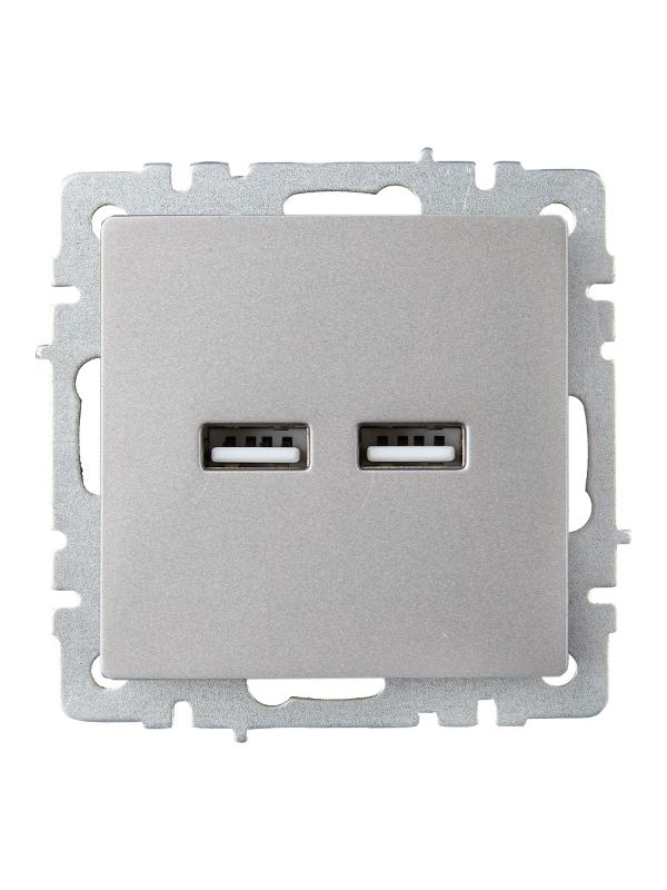 BRITE Розетка USB A+A 3,1А РЮ10-1-БрС сталь | BR-U21-D31-K46 | IEK — миниатюра 2