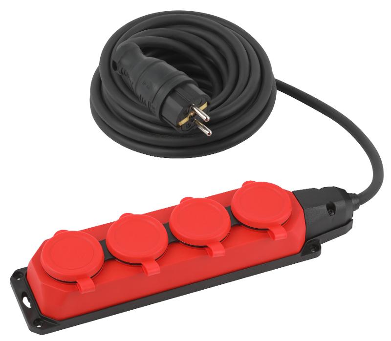 Удлинитель силовой UK-4e-3x1,5-5m-IP44(KG) с заземлением 4 розетки каучук 5м КГ 3х1,5мм2 IP44 | Б0057585 | ЭРА — миниатюра 1