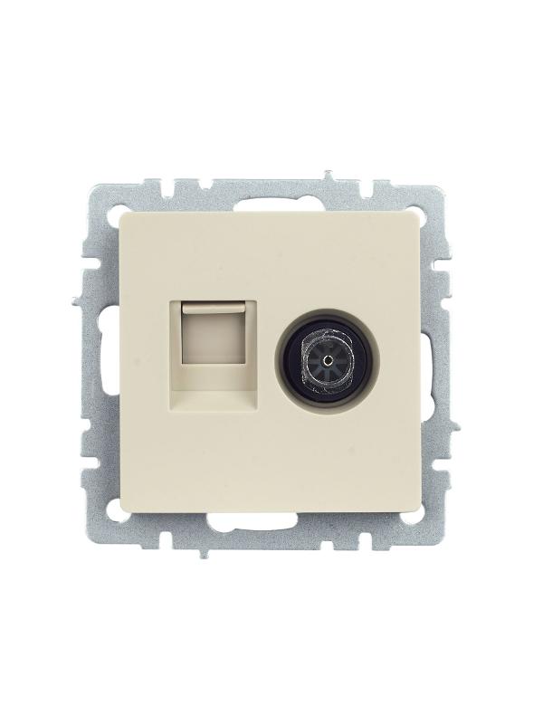 BRITE Розетка двойная TV+RJ45 кат.5E РТВ/РК12-БрКр бежевый | BR-AK20-1-K10 | IEK — миниатюра 2