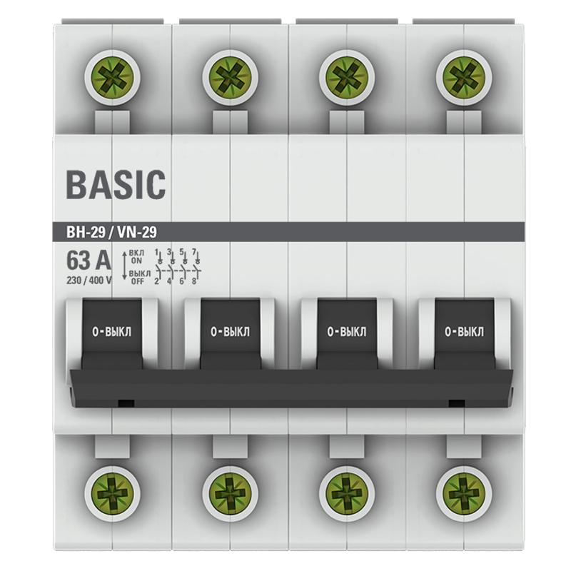 Выключатель нагрузки модульный ВН-29 4P 63А EKF Basic | SL29-4-63-bas | EKF — миниатюра 2