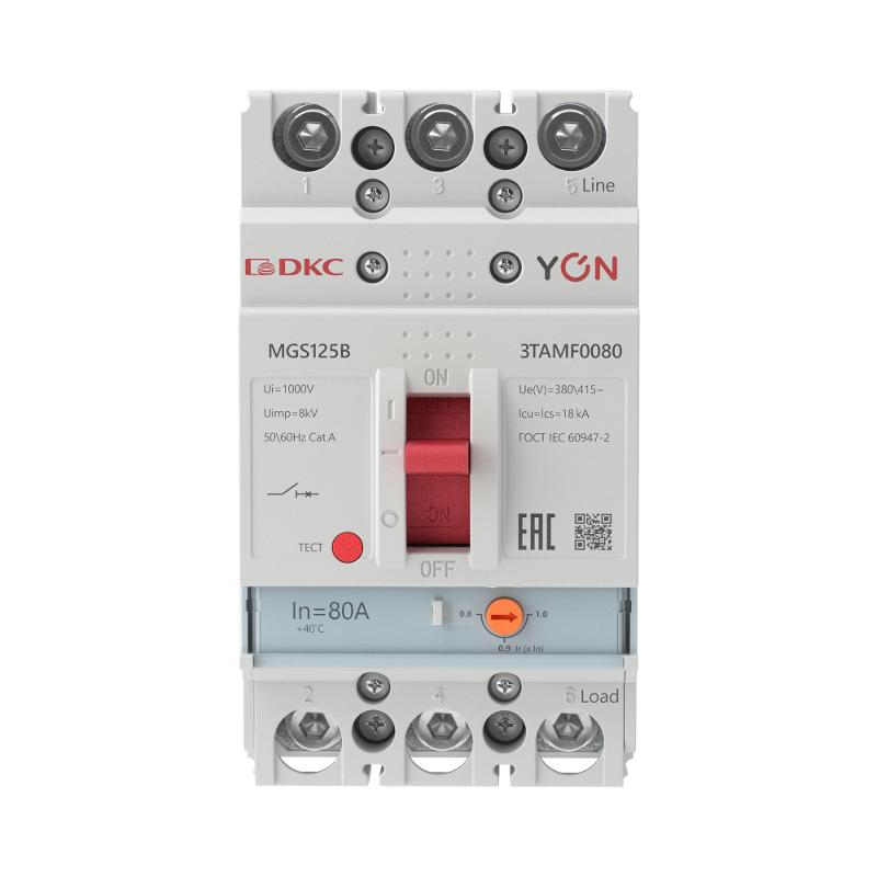 Авт. выкл. YON MGS125 3P 64-80A 18kA | MGS125B-3TAMF0080 | DKC — миниатюра 2