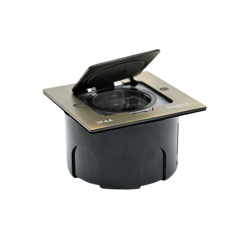 MultiDesk Лючок на 2 модуля IP44 с монтажной коробкой для стены, фальшпола, стола Античная ЛАТУНЬ, тип MDK20 — миниатюра 3