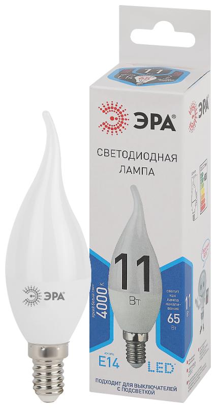 Лампа светодиодная LED 11Вт Е14 4000К smd BXS-11w-840-E14 | Б0032993 | ЭРА — миниатюра 1