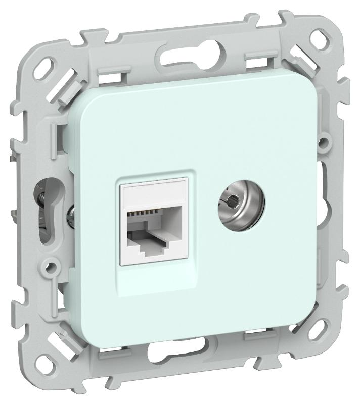 FLITE Розетка 2-ая RJ45/TV кат.5Е UTP РКТВ5е-2-0-ФлХЛ холодный лед | FI-AK22-1-K94 | IEK — IEK (ИЭК)