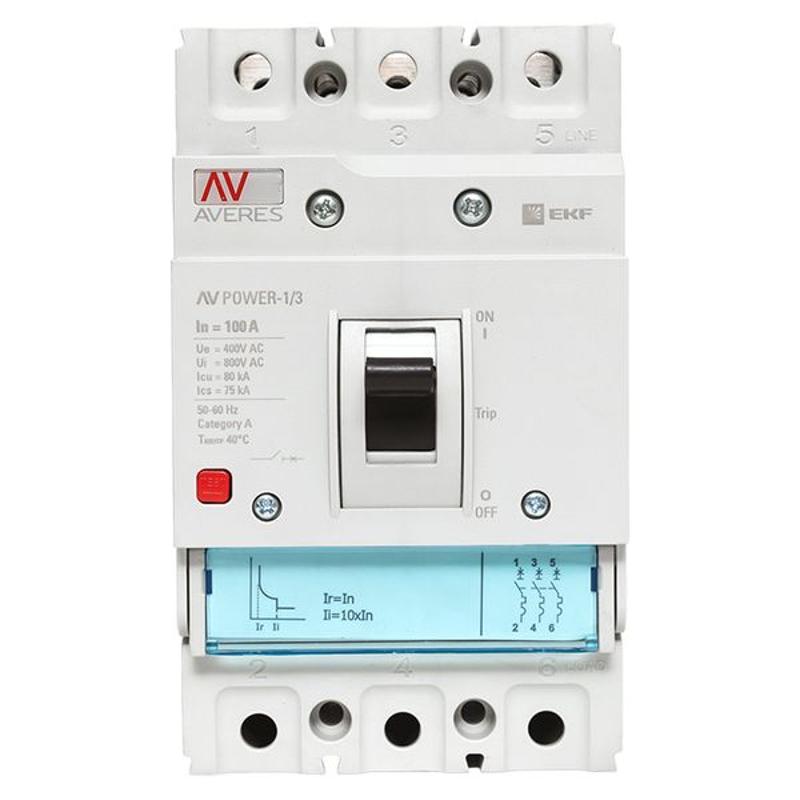 Выключатель автоматический AV POWER-1/3 100А 80kA TR AVERES | mccb-13-100H-TR-av | EKF — миниатюра 15