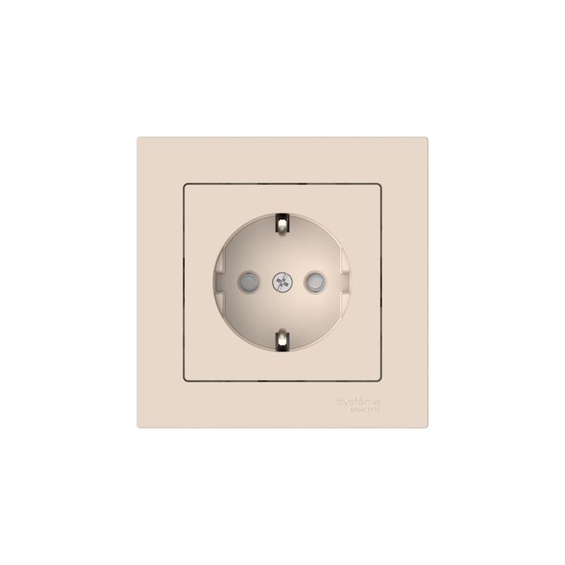 AtlasDesign Бежевый Розетка с заземлением со шторками, 16А, (в сборе с рамкой), быстрозажимные клеммы | ATN000244S | SE — миниатюра 5