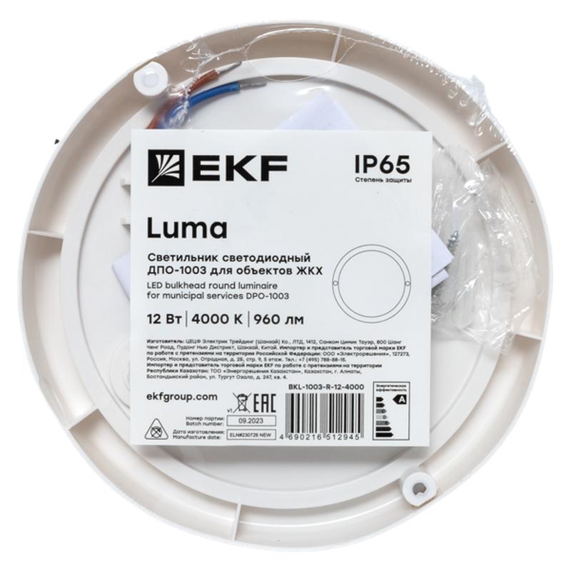 Светильник светодиодный ЖКХ круг ДПО-1003 12Вт 6500K IP65 LUMA EKF | BKL-1003-R-12-6500 | EKF — миниатюра 6