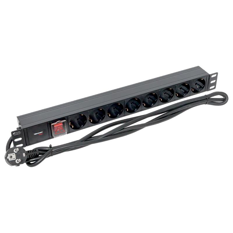 Блок розеток PDU TERACOM PRO 19" 1U 16А/250В 8 розеток Schuko 2 метра сечение 3x1,5 мм2 | TRP-HPD-LS-16A-8SH-2MSH | EKF — миниатюра 11