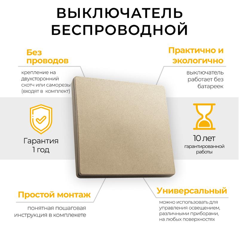 Выключатель дистанционного управления 230V 500W одноклавишный TM81, золото | 41725 | FERON — Feron