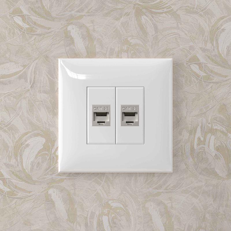 Компьютерная розетка RJ-45 без шторки в стену, кат.5e двойная экранированная, "Avanti", "Белое облако" | 4400764 | DKC — миниатюра 5