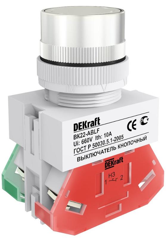 Выкл. кноп. ABLF 22 мм Цвет:БЕЛЫЙ 220В ВK-22  | 25011DEK | DEKraft — DEKraft