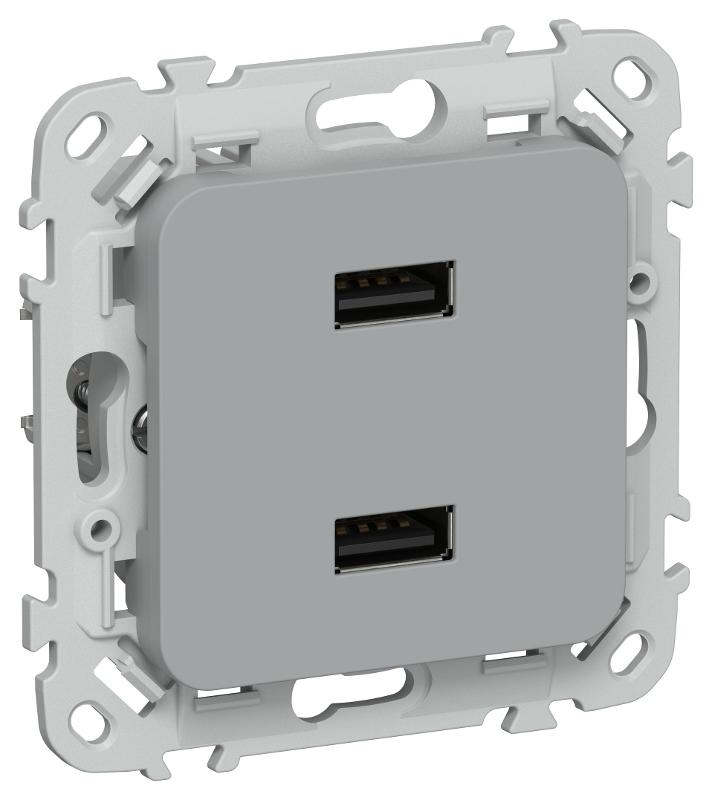 FLITE Розетка USB A+A 2,1А РЮ-2-ФлС серый | FI-U21-D31-K03 | IEK — фото 1 | Sento