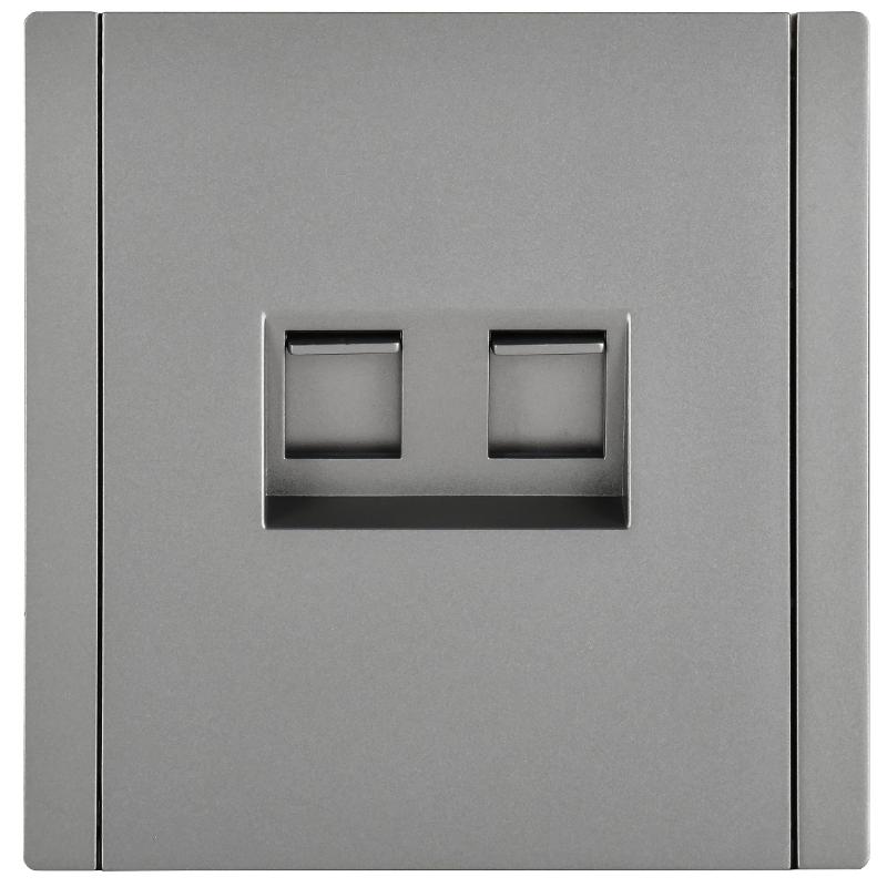 FORTE&PIANO Розетка двойная RJ11+RJ45 кат.5E FP535 сталь | FP-KT20-O-1-K46 | IEK — миниатюра 2