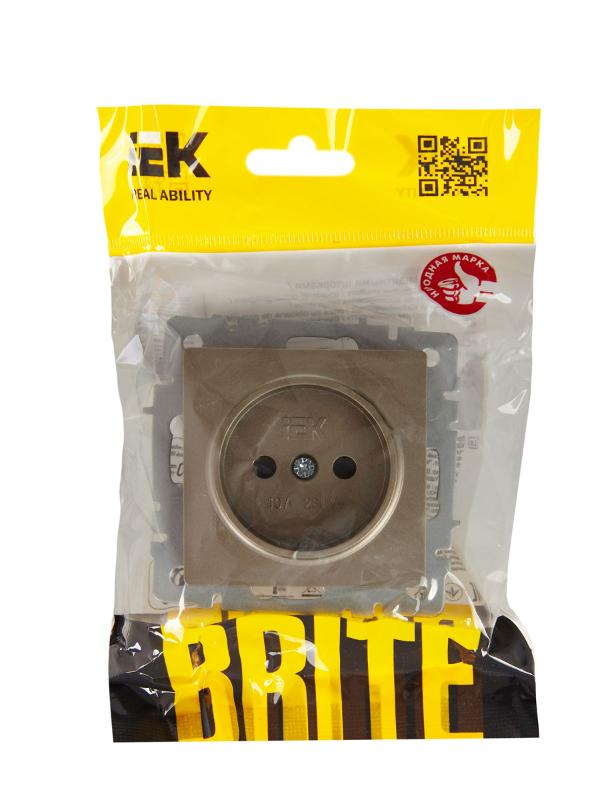 BRITE Розетка без заземления со шторками 10А РСш10-2-БрШ шампань | BR-R13-10-K37 | IEK — миниатюра 6